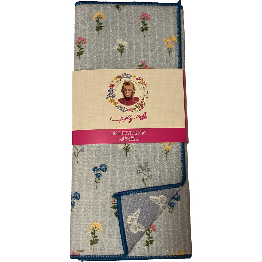 Dolly Parton 6pc Kitchen Set Floral Butterfly Tablecloth Drying Mat Towel New - Picture 7 of 7